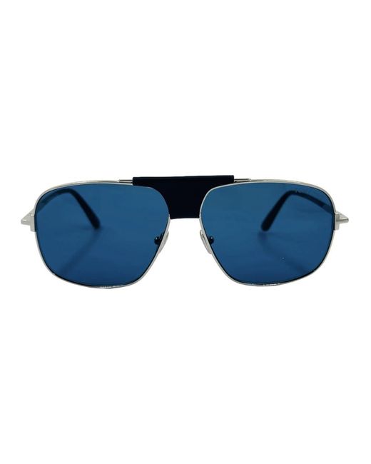 Tom Ford Blue Aviator square sonnenbrille blau silber