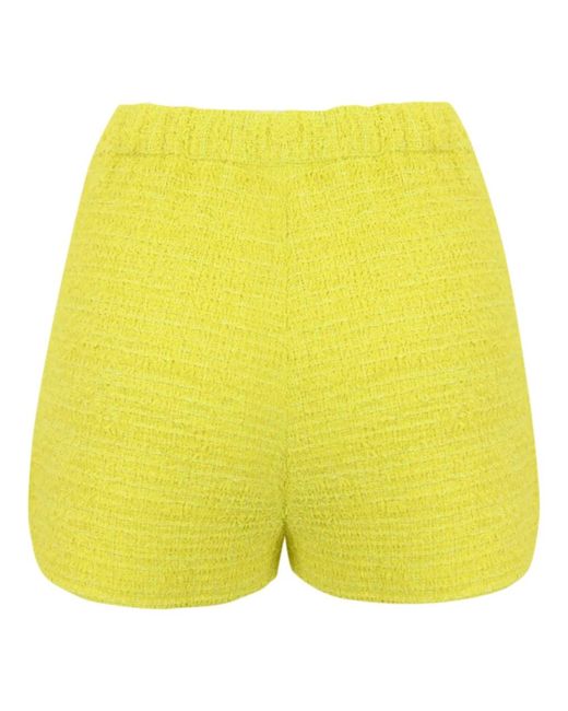 Elisabetta Franchi Yellow Gelbe tweed shorts mit goldkette