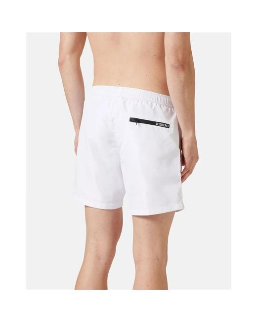Iceberg Badmode ,Wit ,Polyester Logo Zwembroek in het White voor heren