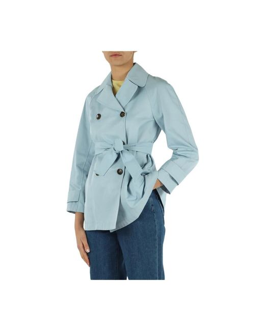 Emme Di Marella Blue Double-Breasted Coats