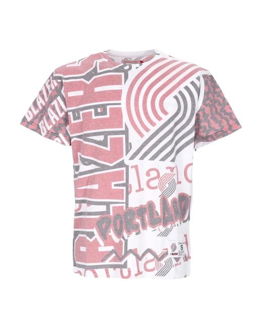 Mitchell & Ness Tops ,Veelkleurig ,Katoen Nba Jumbotron 2.0 Tee Blazers Viering in het Pink voor heren