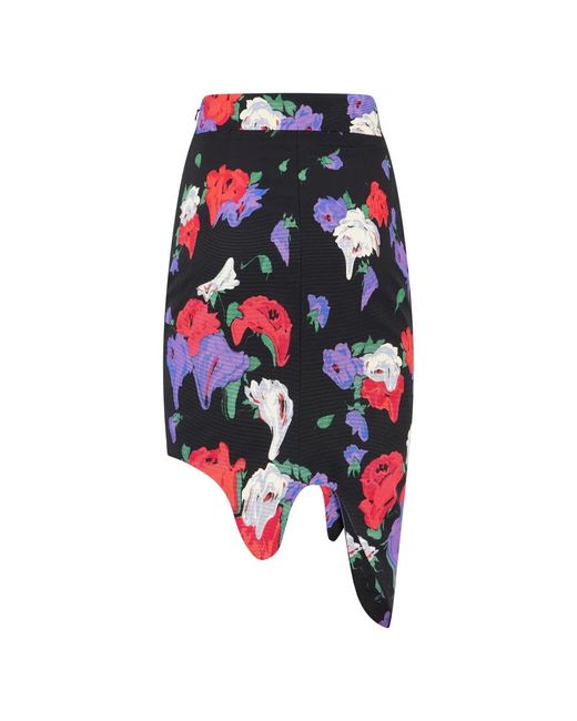 Moschino Asymmetrische Bloemige Rok in het Blue