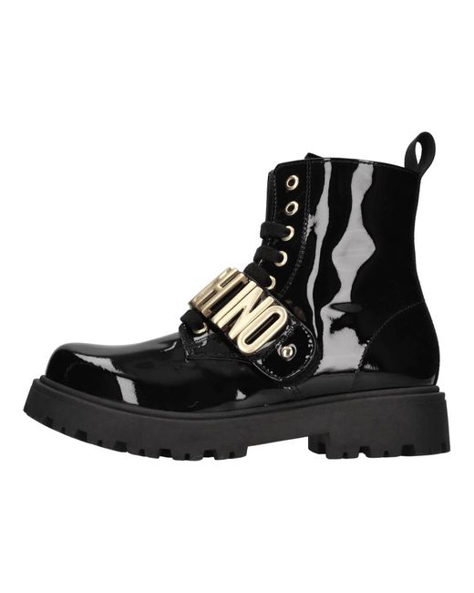 Moschino Black Lace-Up Boots