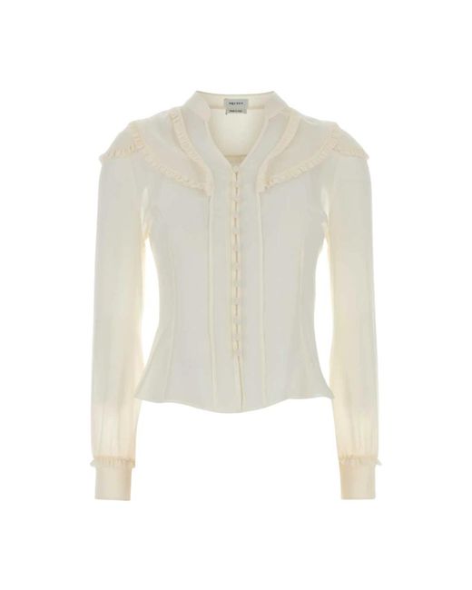 McQueen Overhemden ,Wit ,Katoen Blouse Met Ruchedetails Op Het Voorpand in het White