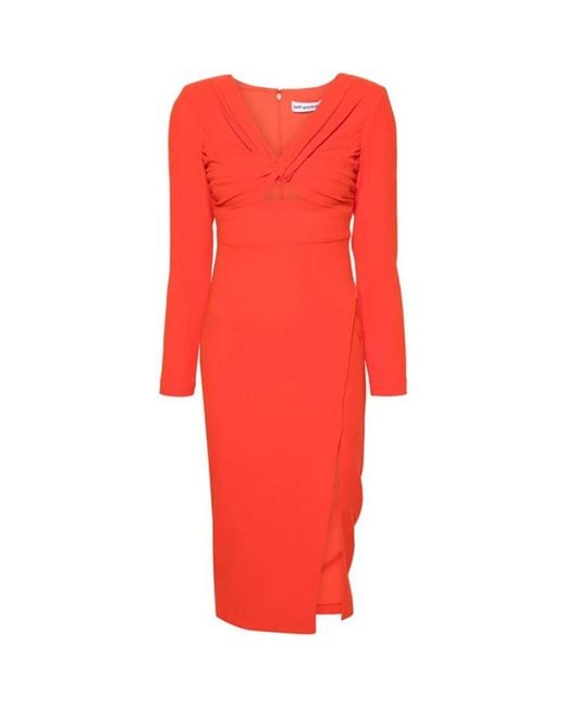Self-Portrait Red V-ausschnitt midi kleid