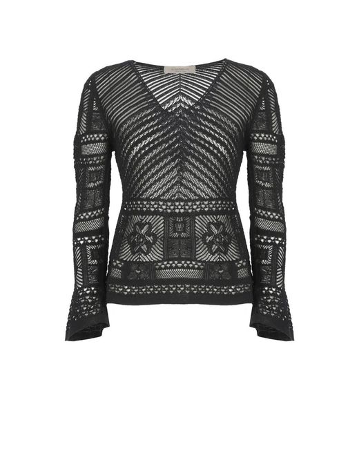 V-Neck Knitwear D.exterior de color Black