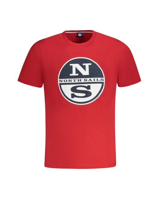North Sails Tops ,Rood ,Katoen Short Sleeve T-Shirt in het Red voor heren