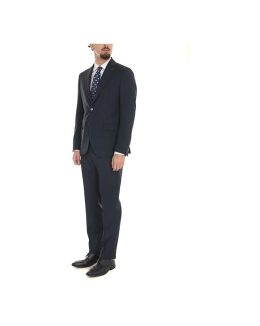 Paoloni Blue Single Breasted Suits for men