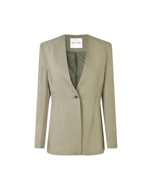 Samsøe & Samsøe Jassen ,Groen ,Leer Sakitra Blazer in het Green