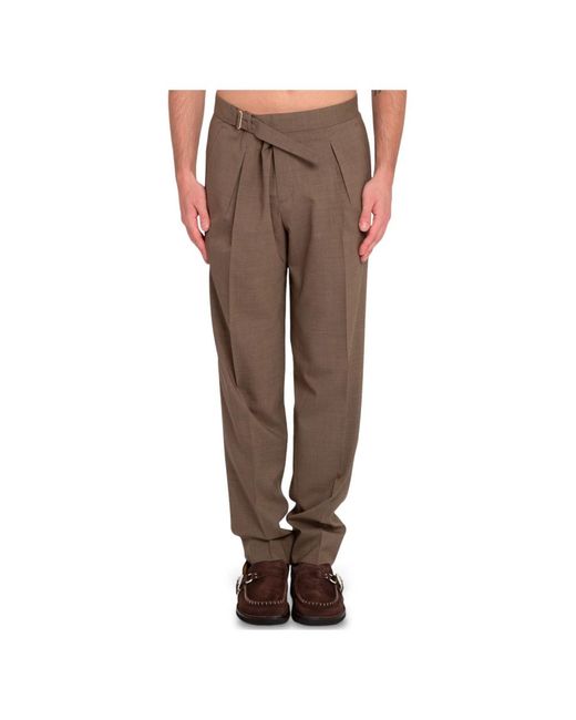 Wool belt pants di BRIGLIA in Brown da Uomo
