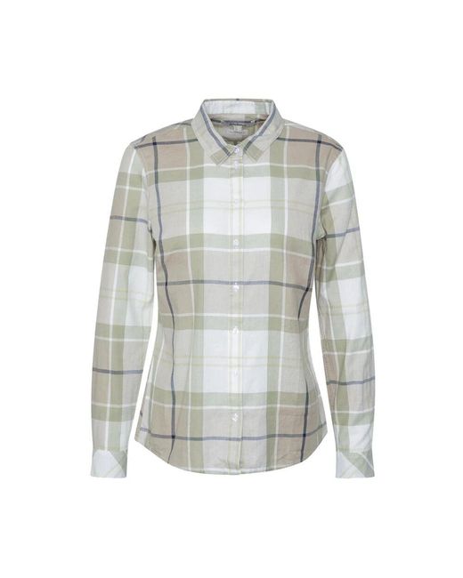 Barbour Gray Tartanmuster Baumwollhemd