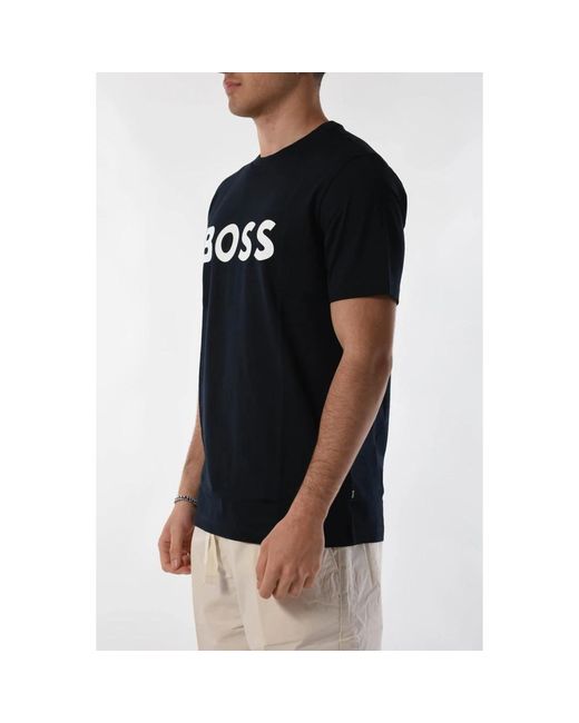 Boss Baumwoll-t-shirt mit frontlogo in Black für Herren