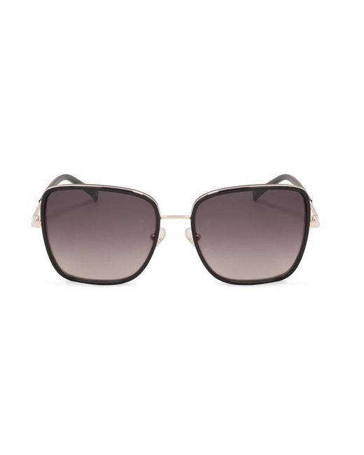 Kazar Accessoires ,Zwart ,Zonnebril Met Vierkant Metalen Frame in het Brown