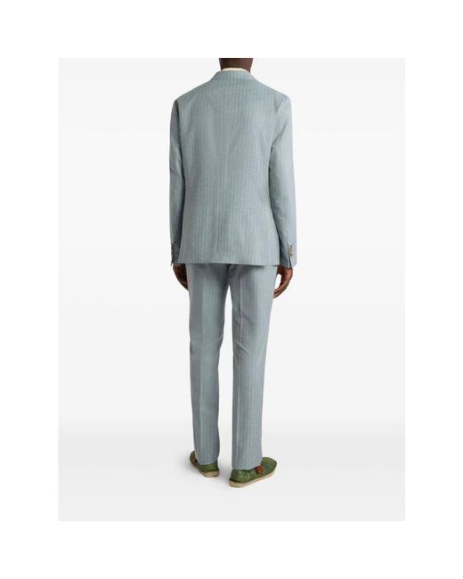 Etro Blue Single Breasted Suits for men