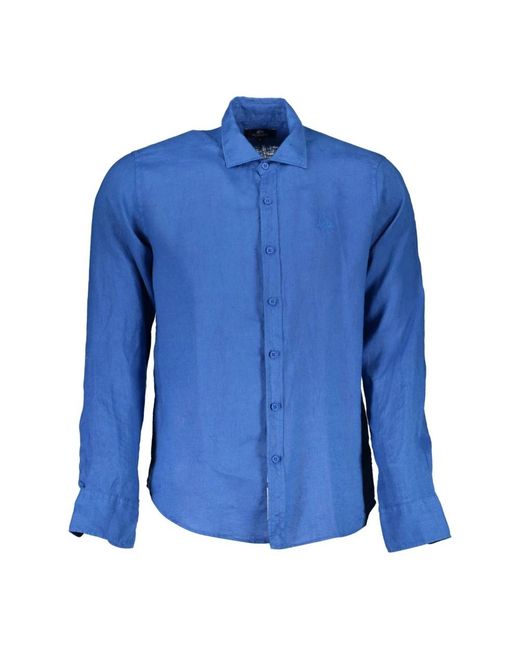 Camicia in lino blu di La Martina in Blue da Uomo