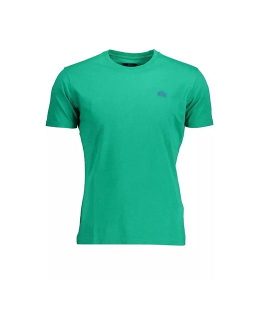 T-shirt in cotone verde con ricamo di La Martina in Green da Uomo