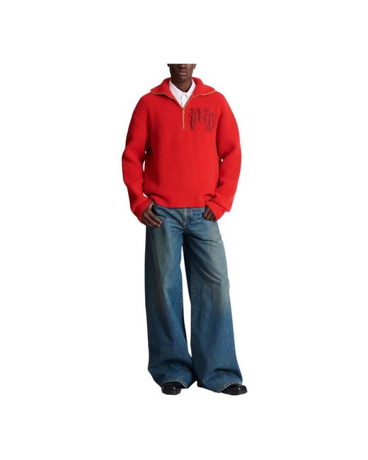 Balmain Truien & Vesten ,Rood ,Wol Cabe Gebreide Trui in het Red voor heren