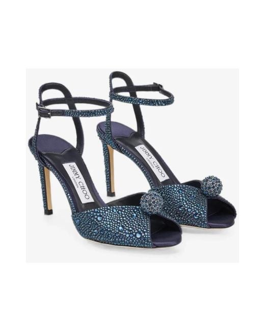 Jimmy Choo Blue Sacora 85 Embellished Heeled Sandals