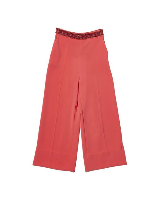 Elisabetta Franchi Red Wide Trousers