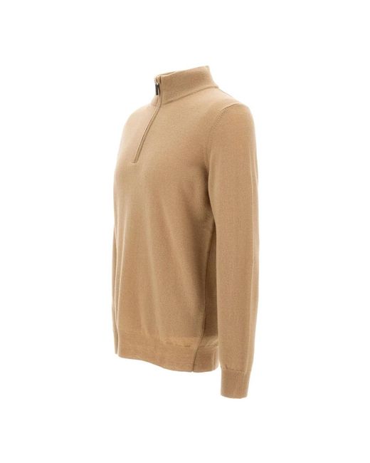 Kangra Truien & Vesten ,Wol Henley Half-Zip Sweater in het Natural voor heren