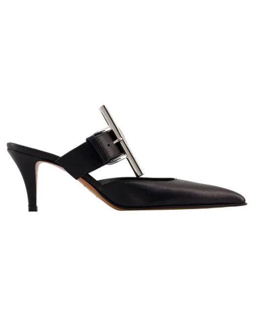 McQueen Black Heeled Mules
