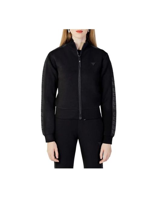 Felpa senza cappuccio in misto viscosa nera di Guess in Black