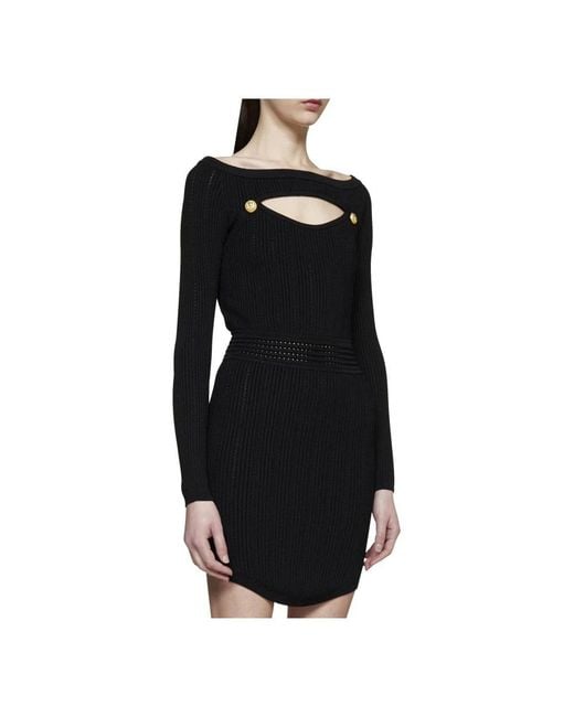 Balmain Black Knitted Dresses