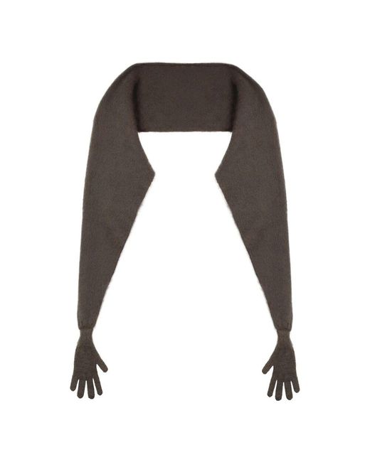Moschino Black Mohair Cape Mantel Mit Handschuhen