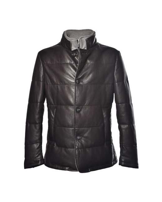 Baldinini Black Leather Jackets for men