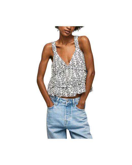 Pepe Jeans Blue Sleeveless Tops