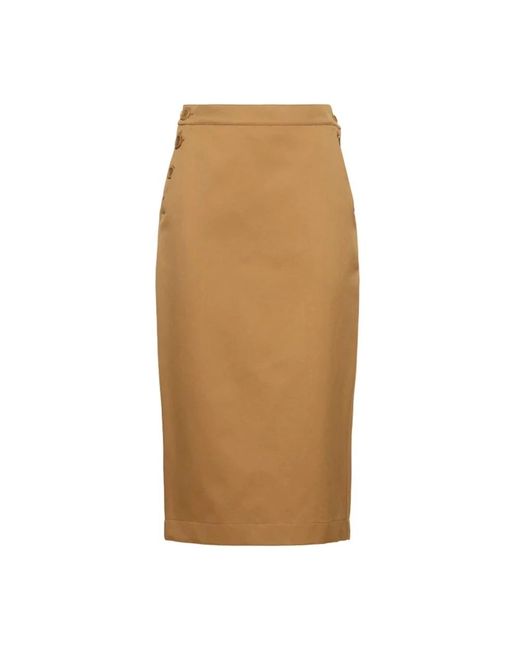 Falda Lápiz Cresta Con Tirantes, Mujer, Talla Max Mara de color Natural