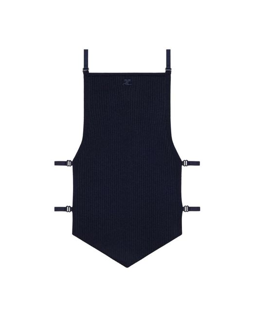 Courreges Blue Top Mit Quadratischem Ausschnitt Und Verstellbaren Trägern