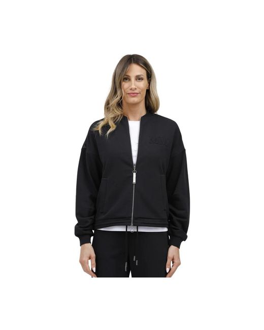Max Mara Hoodies & Sweatvesten ,Zwart ,Katoen Sweatshirt Met Ritssluiting in het Black