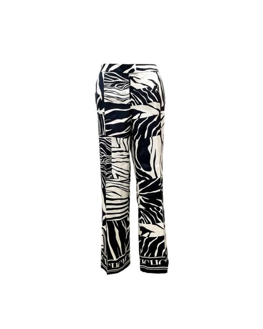 Pantaloni in seta stampati zebra di Carolina Herrera in Black