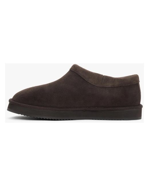 ESTRO Brown Velours Clogs Mit Fellfutter