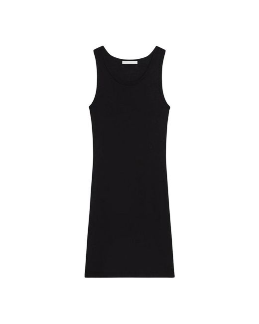 Helmut Lang Kleedjes ,Zwart ,Katoen Geribbeld Zwart Tank Jurk in het Black