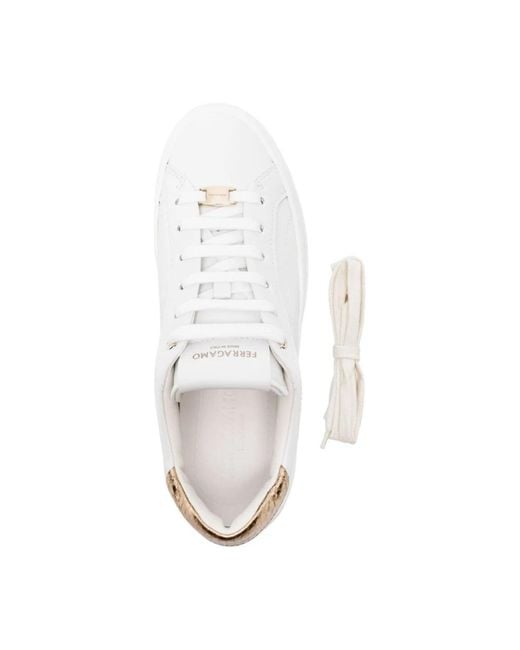 Ferragamo White Platform Leather Sneakers