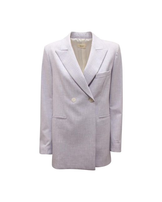 ViCOLO Jassen ,Paars ,Wol Oversize Wol Double-Breasted Jas in het Gray