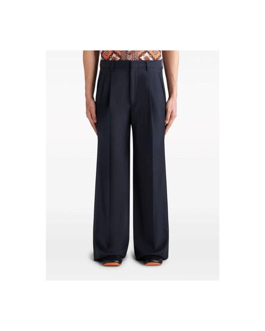 Etro Blue Wide Trousers for men