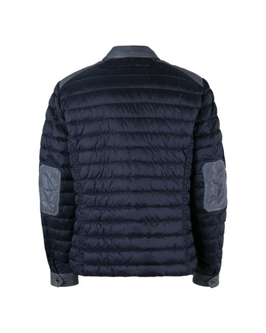 Moorer Kurze Daunenjacke Mit Ledereinsätzen in Blue für Herren