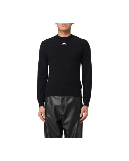MARINE SERRE Black Round-Neck Knitwear for men