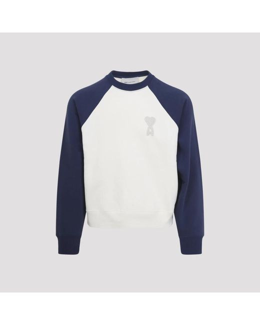 AMI Hoodies & Sweatvesten ,Veelkleurig ,Katoen De Coeur Two-Tone Sweatshirt in het Blue voor heren