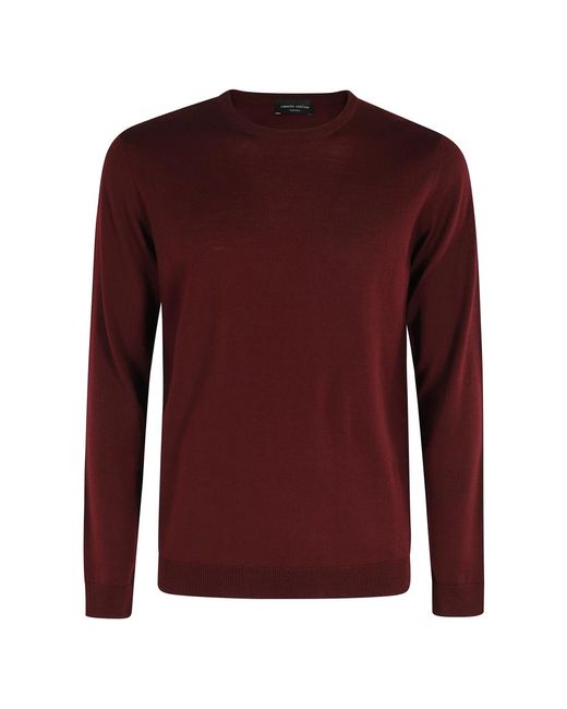 Roberto Collina Bordeaux Langarm Rundhals Pullover in Red für Herren