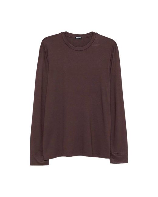 DSquared² Tops ,Bruin ,T-Shirt Met Lange Mouwen En Ronde Hals in het Brown voor heren
