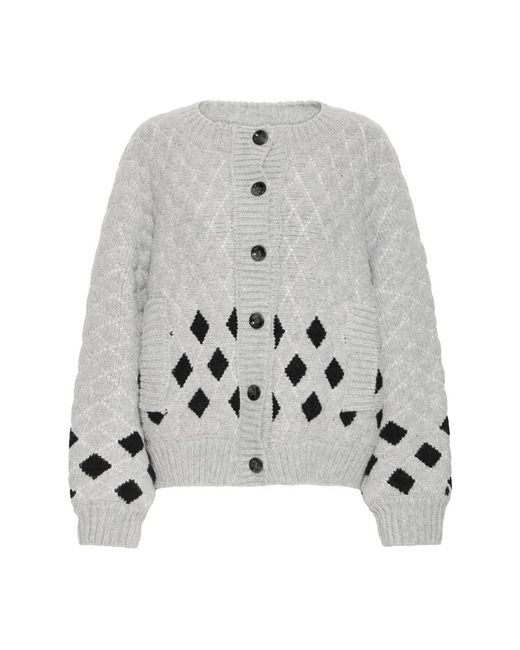 Ichi Truien & Vesten ,Grijs ,Leer Cardigans in het Gray