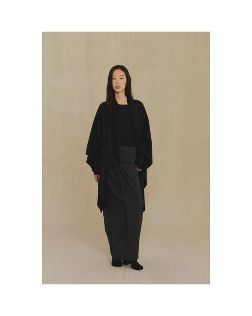 Cortana Wool Poncho in het Black