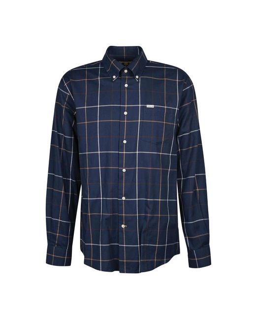 Camicia regular fit navy stile tattersall di Barbour in Blue da Uomo