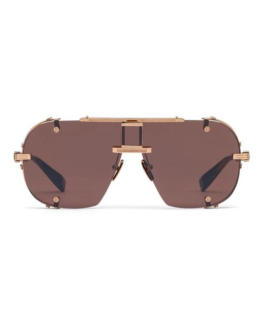 Balmain Accessoires ,Bruin ,Roségoud Bruin Swirl Navigator Zonnebril in het Brown
