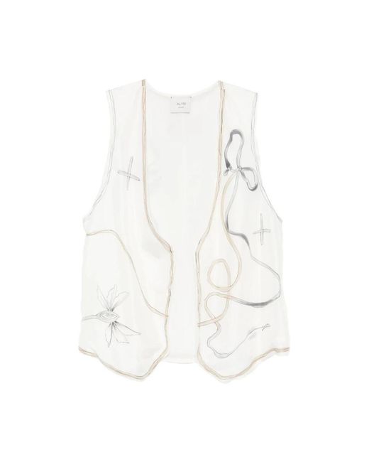 Alysi Silk V-Neck Vest in het White