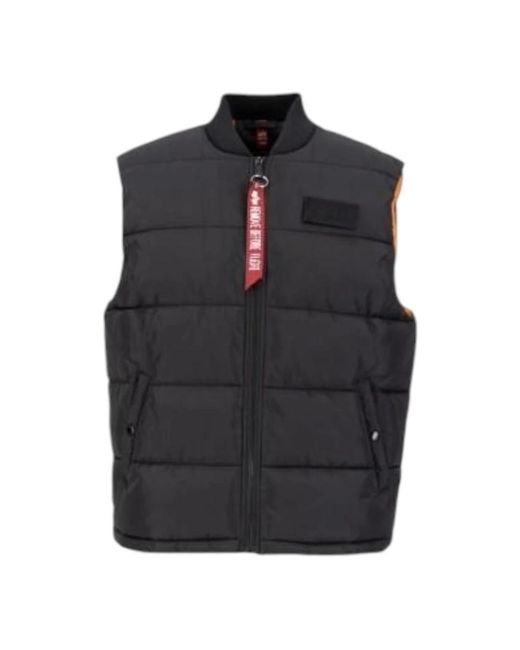 Alpha Industries Jassen ,Zwart ,Polyester Lichtgewicht Puffer Vest Klittenbandsluiting in het Black voor heren